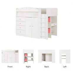 Tiara 4-Drawer Pure White Twin-Size Loft Bed by South Shore -South Shore Shop pure white south shore loft beds 10523 31 1000