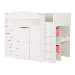 Tiara 4-Drawer Pure White Twin-Size Loft Bed by South Shore