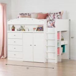 Tiara 4-Drawer Pure White Twin-Size Loft Bed by South Shore -South Shore Shop pure white south shore loft beds 10523 a0 1000