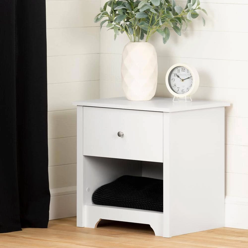 Vito 1-Drawer Nightstand in Pure White by South Shore 2 Vito 1-Drawer Nightstand in Pure White by South Shore - Image 2