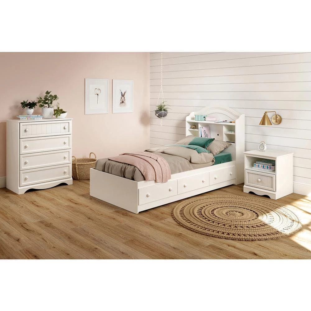 Savannah 1-Drawer Pure White Nightstand by South Shore 4 Savannah 1-Drawer Pure White Nightstand by South Shore - Image 4