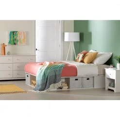 Flexible Pure White Queen Size Bed 61.75 in. W with Headboard by South Shore -South Shore Shop pure white south shore platform beds 13072 31 1000