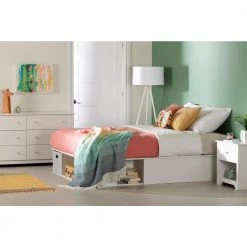 Vito Pure White Full Size Bed 56 in. Wwith Storage by South Shore -South Shore Shop pure white south shore platform beds 13131 31 1000
