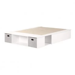 Vito Pure White Full Size Bed 56 in. Wwith Storage by South Shore