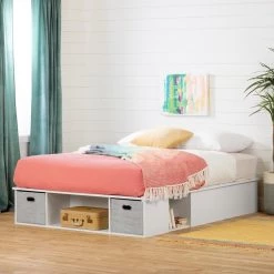 Vito Pure White Full Size Bed 56 in. Wwith Storage by South Shore -South Shore Shop pure white south shore platform beds 13131 c3 1000