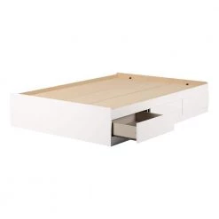 Fusion Pure White Full Size Bed 55.5 in. W with 3-Drawers by South Shore