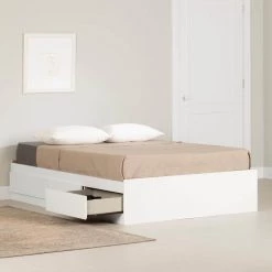 Fusion Pure White Full Size Bed 55.5 in. W with 3-Drawers by South Shore 15 Fusion Pure White Full Size Bed 55.5 in. W with 3-Drawers by South Shore -South Shore Shop pure white south shore platform beds 13845 c3 1000