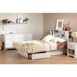 Fusion Pure White Full/Queen Size Bed 60 in. W with 2-Drawers by South Shore 15 Fusion Pure White Full/Queen Size Bed 60 in. W with 2-Drawers by South Shore -South Shore Shop pure white south shore platform beds 13847 31 1000