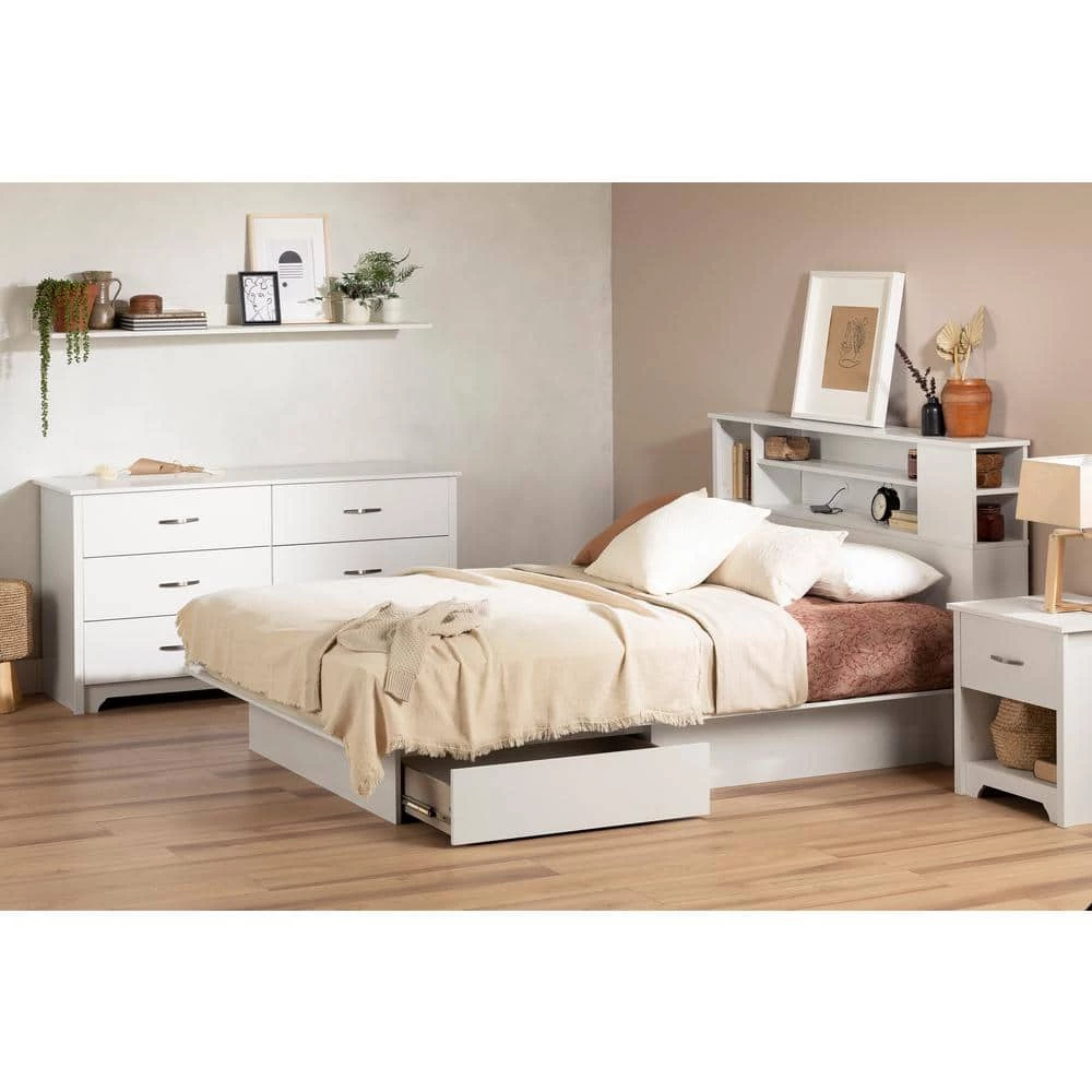 Fusion Pure White Full/Queen Size Bed 60 in. W with 2-Drawers by South Shore 8 Fusion Pure White Full/Queen Size Bed 60 in. W with 2-Drawers by South Shore - Image 8