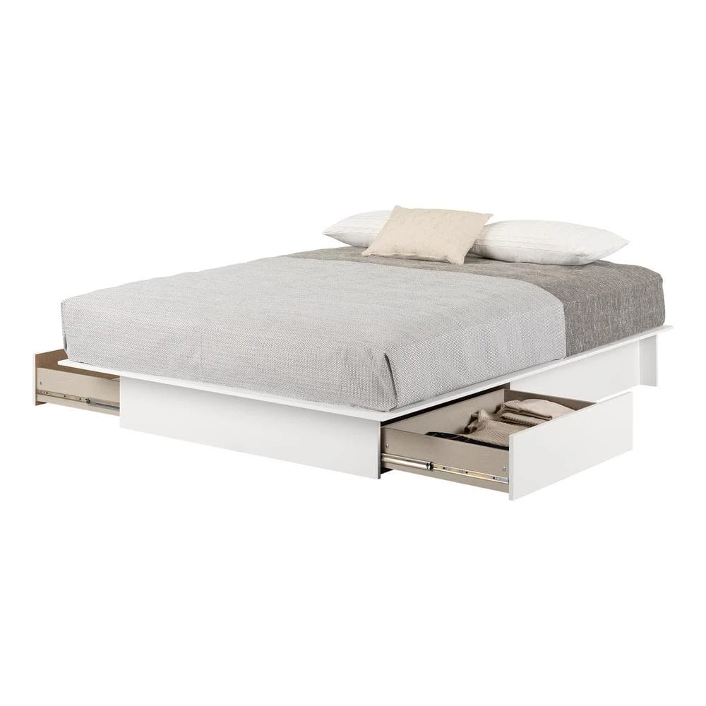 Fusion Pure White Full/Queen Size Bed 60 in. W with 2-Drawers by South Shore 7 Fusion Pure White Full/Queen Size Bed 60 in. W with 2-Drawers by South Shore - Image 7