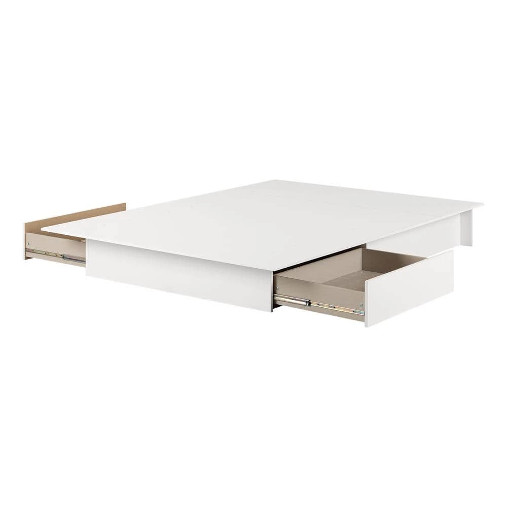 Fusion Pure White Full/Queen Size Bed 60 in. W with 2-Drawers by South Shore 1 Fusion Pure White Full/Queen Size Bed 60 in. W with 2-Drawers by South Shore