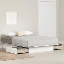 Fusion Pure White Full/Queen Size Bed 60 in. W with 2-Drawers by South Shore 13 Fusion Pure White Full/Queen Size Bed 60 in. W with 2-Drawers by South Shore -South Shore Shop pure white south shore platform beds 13847 c3 1000
