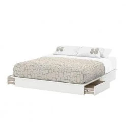 Step One 2-Drawer King-Size Platform Bed in Pure White by South Shore