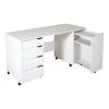 58.12 in. Pure White Rectangular 4 -Drawer Writing Desk with Casters by South Shore