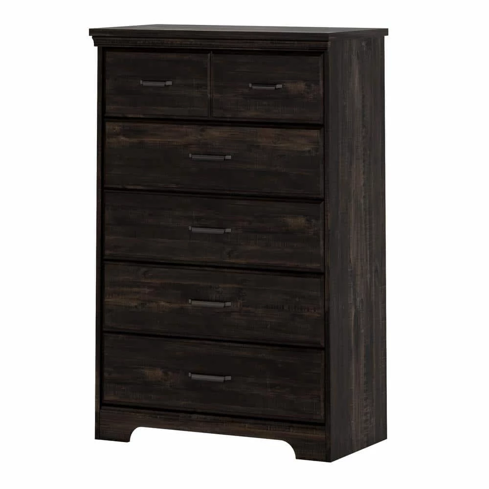 Versa 5-Drawer Chest Rubbed Black (49.25 in H.29.75 in W.) by South Shore 1 Versa 5-Drawer Chest Rubbed Black (49.25 in H.29.75 in W.) by South Shore