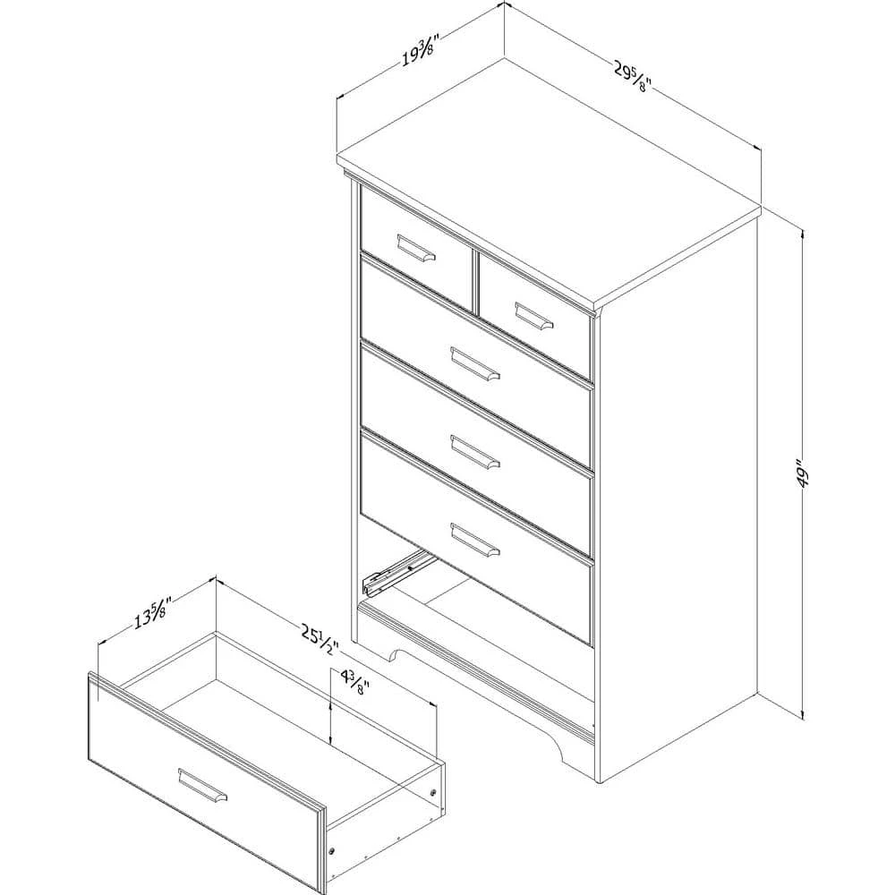 Versa 5-Drawer Chest Rubbed Black (49.25 in H.29.75 in W.) by South Shore 5 Versa 5-Drawer Chest Rubbed Black (49.25 in H.29.75 in W.) by South Shore - Image 5