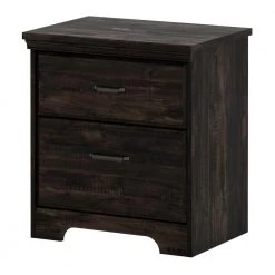 Versa 2-Drawer RubBed Black Nightstand (23 in. W x 25.25 in. H) by South Shore