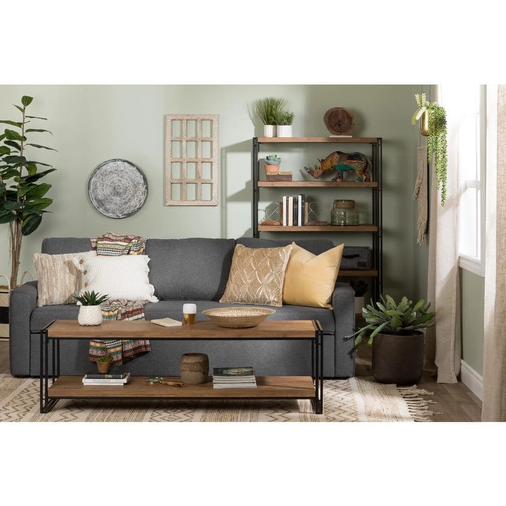 61.5 in. Rustic Bamboo Metal 5-shelf Accent Bookcase with Open Back by South Shore 4 61.5 in. Rustic Bamboo Metal 5-shelf Accent Bookcase with Open Back by South Shore - Image 4