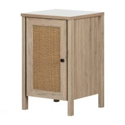 Balka 1-Door Rustic Oak and Faux Printed Rattan Nightstand 27.75 in X 17 in X 17.75 in by South Shore
