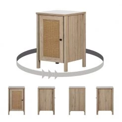 Balka 1-Door Rustic Oak and Faux Printed Rattan Nightstand 27.75 in X 17 in X 17.75 in by South Shore -South Shore Shop rustic oak and faux printed rattan south shore nightstands 12922 76 1000