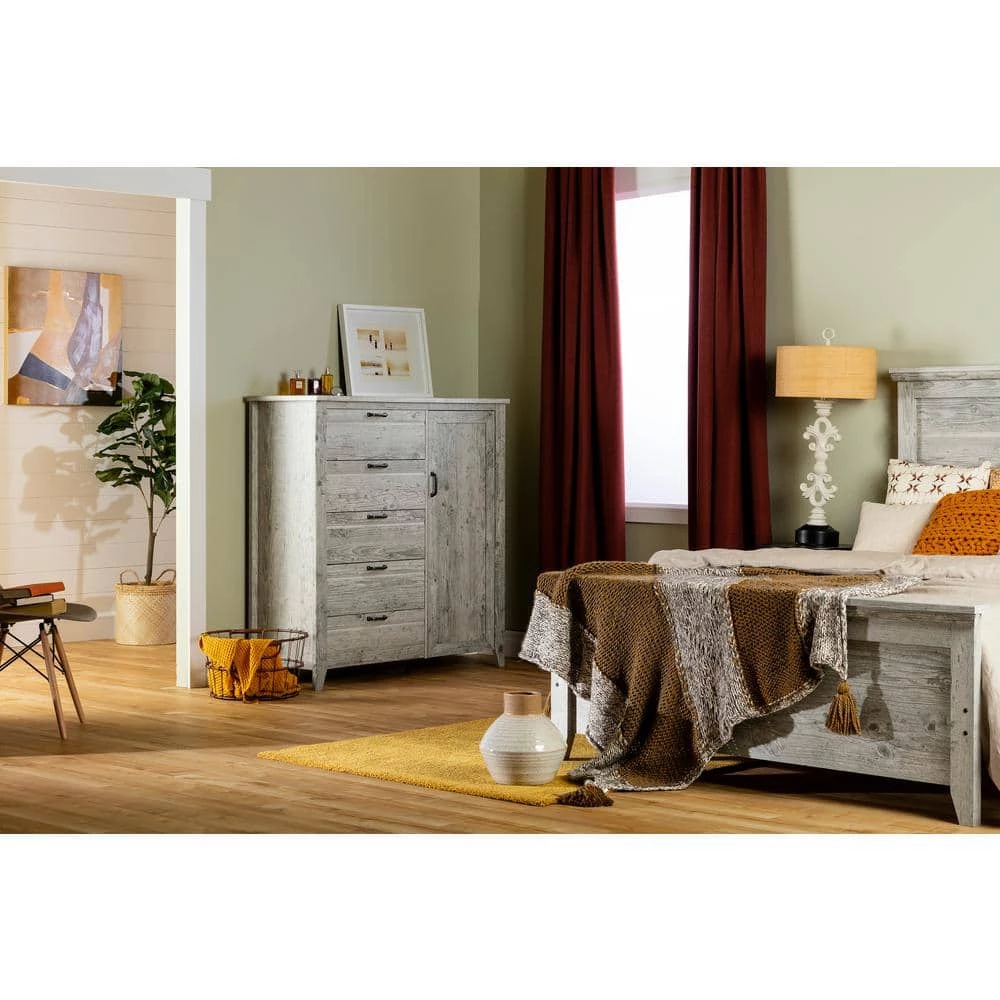 Lionel 5-Drawer Seaside Pine Chest 49.75 in. x 48.25 in. x 18.25 in. by South Shore 10 Lionel 5-Drawer Seaside Pine Chest 49.75 in. x 48.25 in. x 18.25 in. by South Shore - Image 10