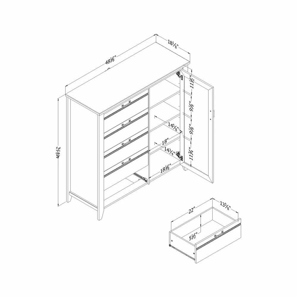 Lionel 5-Drawer Seaside Pine Chest 49.75 in. x 48.25 in. x 18.25 in. by South Shore 3 Lionel 5-Drawer Seaside Pine Chest 49.75 in. x 48.25 in. x 18.25 in. by South Shore - Image 3