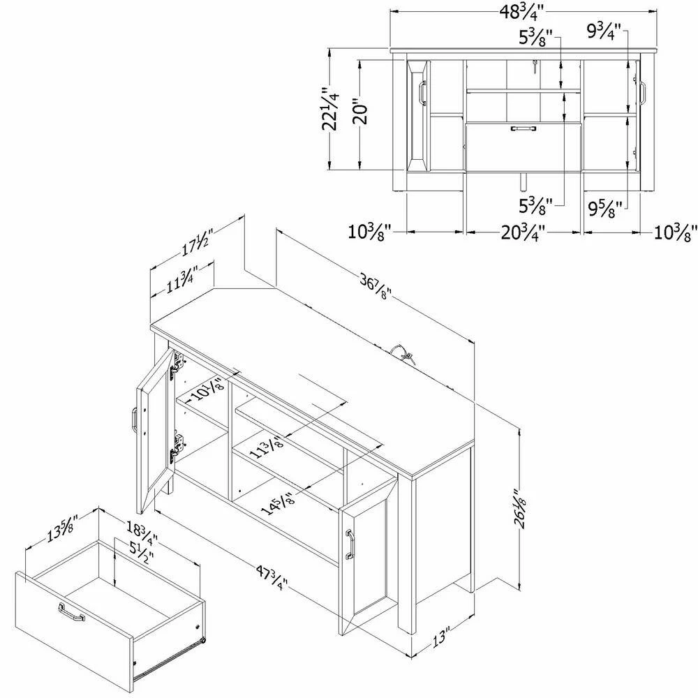 Lionel 48 in. Seaside Pine Particle Board Corner TV Stand Fits TVs Up to 48 in. with Storage Doors by South Shore 7 Lionel 48 in. Seaside Pine Particle Board Corner TV Stand Fits TVs Up to 48 in. with Storage Doors by South Shore - Image 7