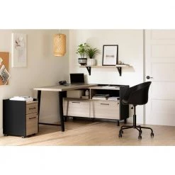 Kozack Soft Elm and Matte Black Decorative Vertical File Cabinet with 2-Drawers by South Shore -South Shore Shop soft elm and matte black south shore file cabinets 13330 31 1000