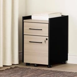 Kozack Soft Elm and Matte Black Decorative Vertical File Cabinet with 2-Drawers by South Shore -South Shore Shop soft elm and matte black south shore file cabinets 13330 c3 1000