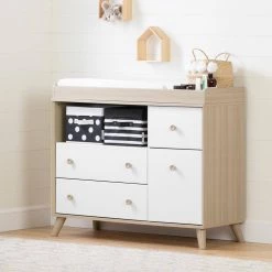 Yodi Soft Elm and Pure White Changing Table by South Shore -South Shore Shop soft elm and pure white south shore changing tables 12172 c3 1000
