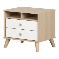 Yodi 2-Drawer Soft Elm and Pure White Nightstand by South Shore