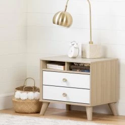 Yodi 2-Drawer Soft Elm and Pure White Nightstand by South Shore -South Shore Shop soft elm and pure white south shore kids nightstands 12171 c3 1000