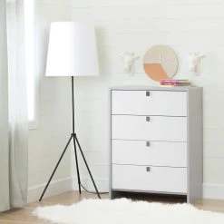 Cookie 4-Drawer Soft Gray and Pure White Chest by South Shore