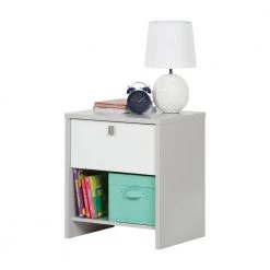 Cookie 1-Drawer Soft Gray and Pure White Nightstand by South Shore 10 Cookie 1-Drawer Soft Gray and Pure White Nightstand by South Shore -South Shore Shop soft gray and pure white south shore kids nightstands 10513 77 1000