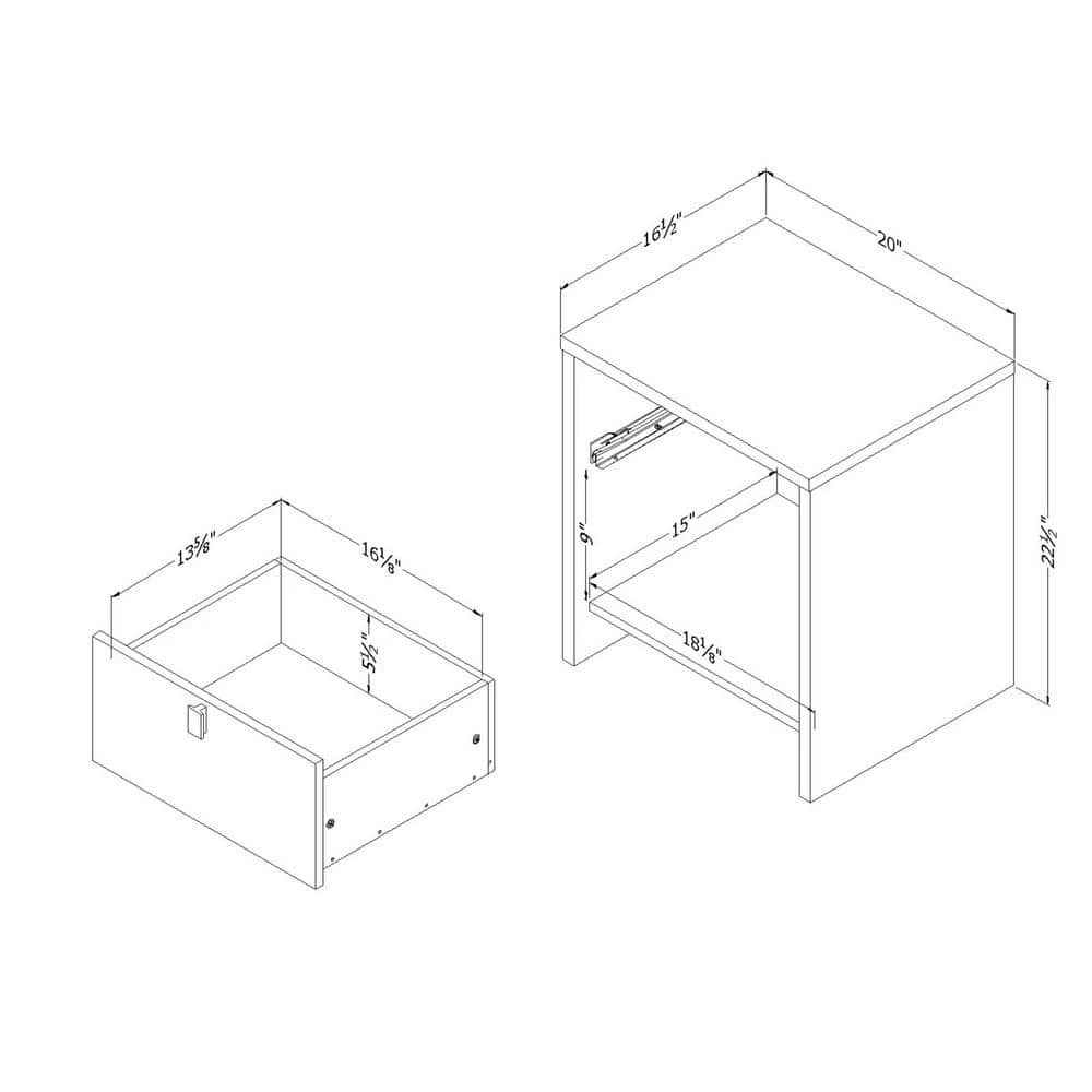 Cookie 1-Drawer Soft Gray and Pure White Nightstand by South Shore 2 Cookie 1-Drawer Soft Gray and Pure White Nightstand by South Shore - Image 2