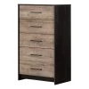 Londen 5-Drawer Weathered Oak and Ebony Chest by South Shore