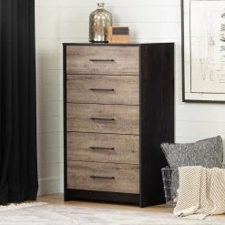 Londen 5-Drawer Weathered Oak and Ebony Chest by South Shore -South Shore Shop weathered oak and ebony south shore chest of drawers 12228 c3 1000