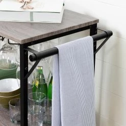 Munich Weathered Oak and Matte Black Bar Cart with Wine Rack by South Shore -South Shore Shop weathered oak and matte black south shore bar cabinets 12069 1f 1000