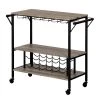 Munich Weathered Oak and Matte Black Bar Cart with Wine Rack by South Shore
