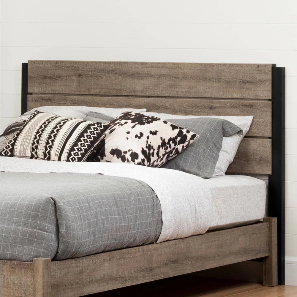 Munich Weathered Oak and Matte Black Full Headboard by South Shore 3 Munich Weathered Oak and Matte Black Full Headboard by South Shore - Image 3