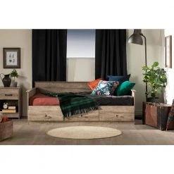 Tassio Weathered Oak Twin Size DayBed with 3 Drawers by South Shore -South Shore Shop weathered oak south shore daybeds 13125 31 1000