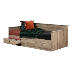 Tassio Weathered Oak Twin Size DayBed with 3 Drawers by South Shore -South Shore Shop weathered oak south shore daybeds 13125 44 1000