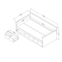 Tassio Weathered Oak Twin Size DayBed with 3 Drawers by South Shore -South Shore Shop weathered oak south shore daybeds 13125 77 1000