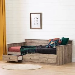 Tassio Weathered Oak Twin Size DayBed with 3 Drawers by South Shore -South Shore Shop weathered oak south shore daybeds 13125 c3 1000