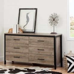 Munich 6-Drawer Weathered Oak Dresser by South Shore
