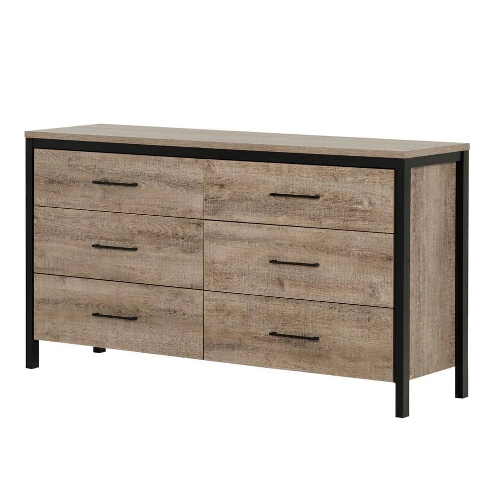 Munich 6-Drawer Weathered Oak Dresser by South Shore 2 Munich 6-Drawer Weathered Oak Dresser by South Shore - Image 2