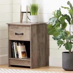 Tassio 1 -Drawer Weathered Oak Nightstand by South Shore -South Shore Shop weathered oak south shore nightstands 12416 c3 1000