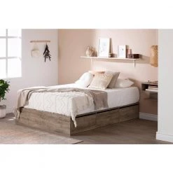 Fusion Weathered Oak Queen Size Bed 59.75 in. W with 6-Drawers by South Shore -South Shore Shop weathered oak south shore platform beds 13260 31 1000