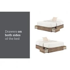 Fusion Weathered Oak Queen Size Bed 59.75 in. W with 6-Drawers by South Shore -South Shore Shop weathered oak south shore platform beds 13260 44 1000