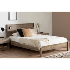 Holland Weathered Oak Queen Size 62.25 in. W Platform Bed by South Shore -South Shore Shop weathered oak south shore platform beds 13263 31 1000